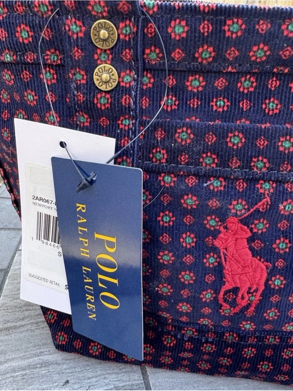 Polo by Ralph Lauren Navy Tote with Red Patterned Accents - Picture 2 of 8